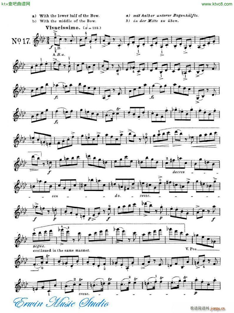 罗德 24首练习曲Pierre Rode 24 Studi Per violino 17 24(十字及以上)1