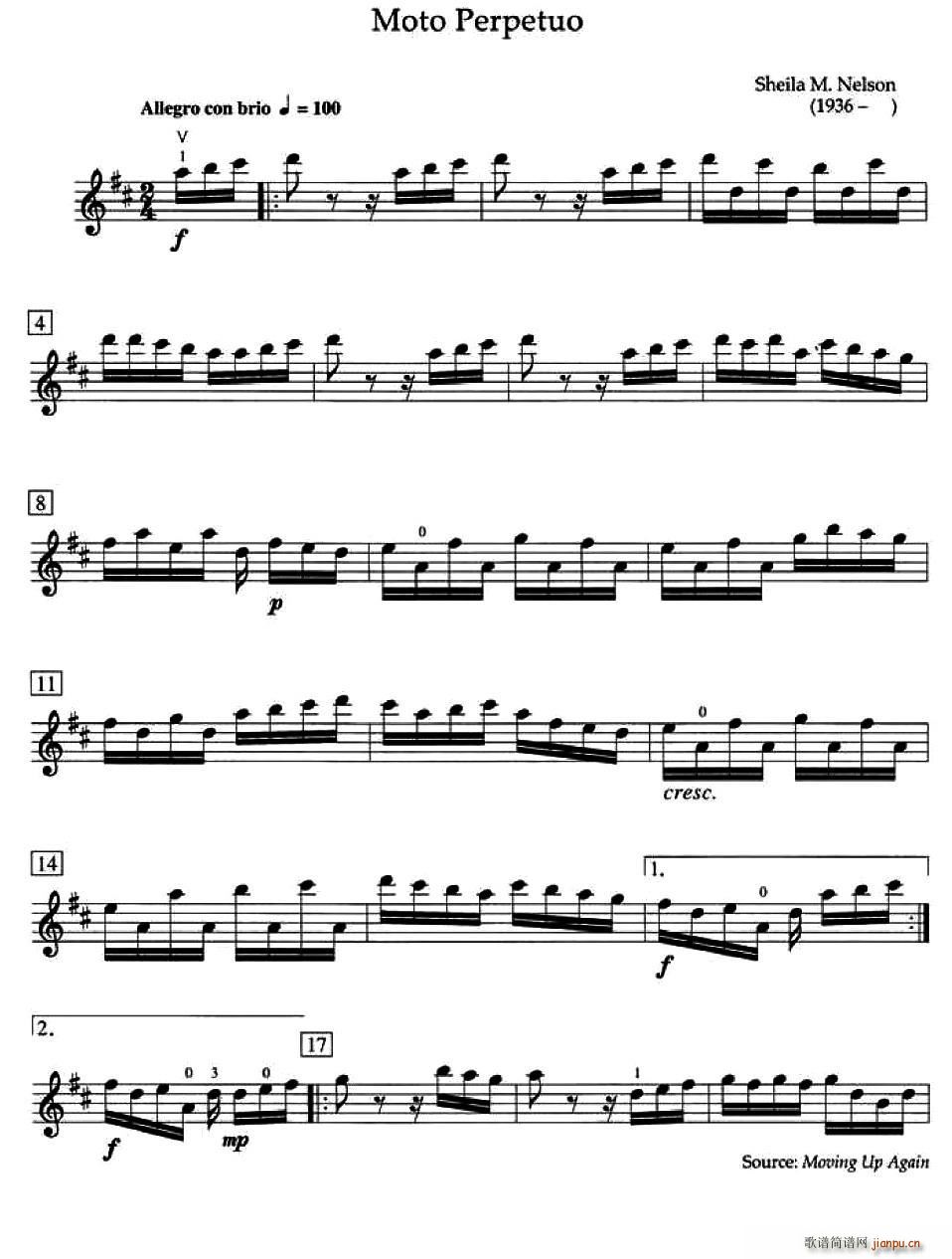 Moto Perpetuo 加拿大小提琴考级 第四级 提琴(小提琴谱)1