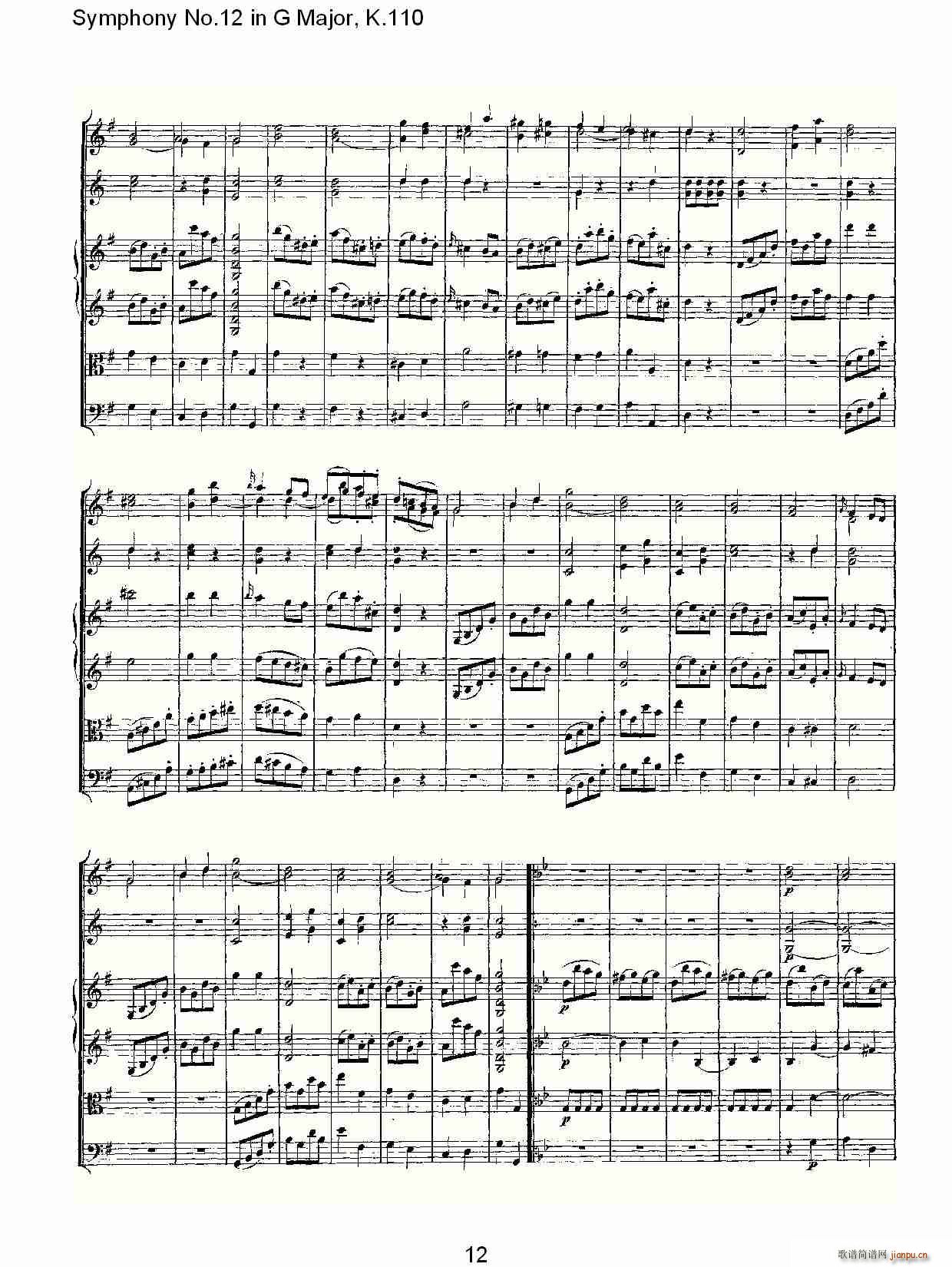 Symphony No.12 in G Major, K.110(十字及以上)12