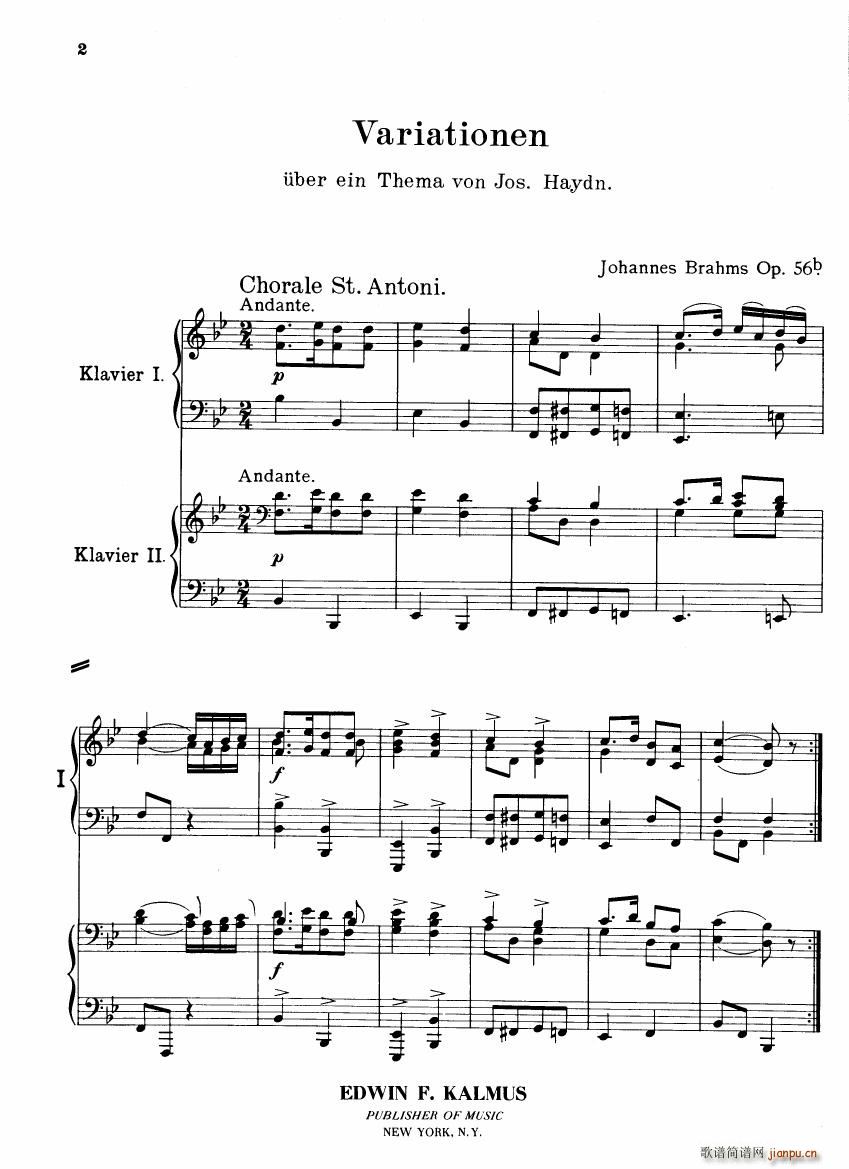Brahms Variations on a theme by Haydn(钢琴谱)1