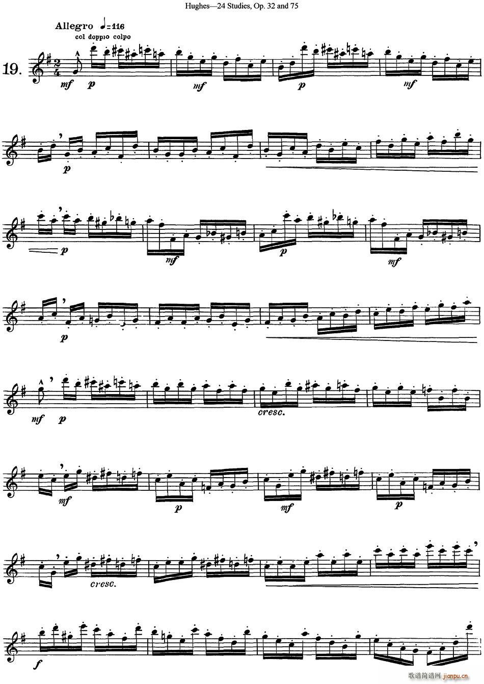 胡埃斯24首长笛练习曲Op 32 NO 19 长笛(笛箫谱)1