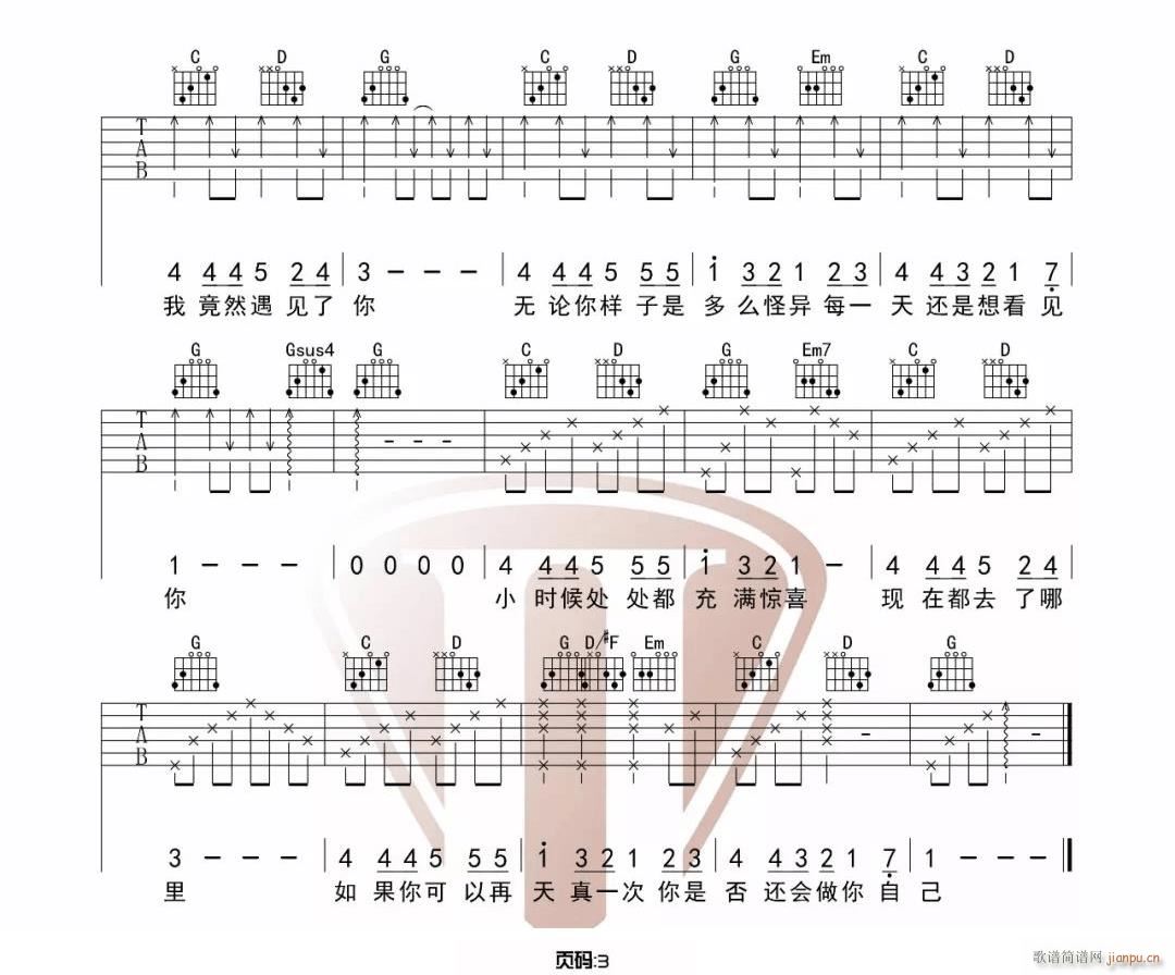 无论你多怪异我还是会喜欢你(吉他谱)3