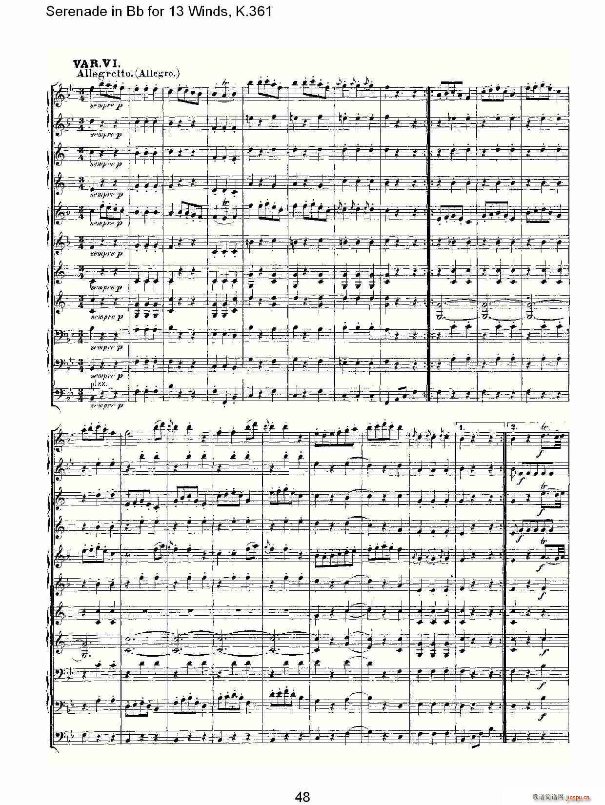 Serenade in Bb for 13 Winds, K.361(十字及以上)18