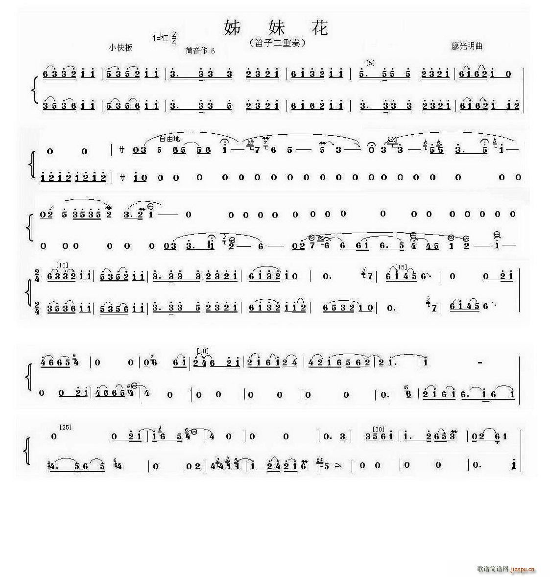 姊妹花 笛子二重奏 笛(笛箫谱)1