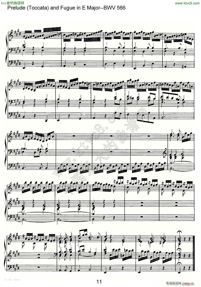 Prelude Toccata and Fugue in E Major BWV 566 管风琴谱(十字及以上)11