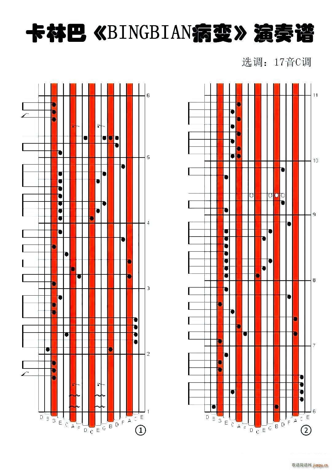 BINGBIAN 拇指琴卡林巴琴专用谱(十字及以上)1