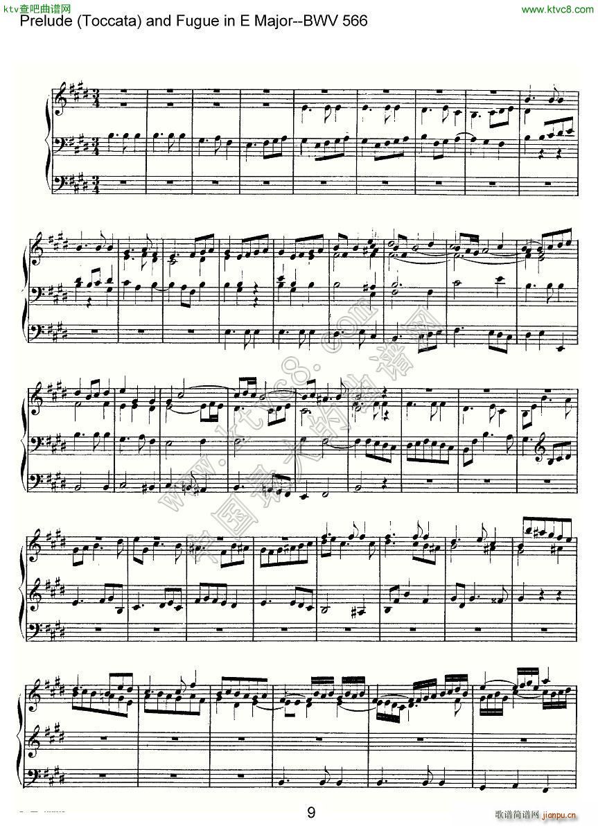 Prelude Toccata and Fugue in E Major BWV 566 管风琴谱(十字及以上)9