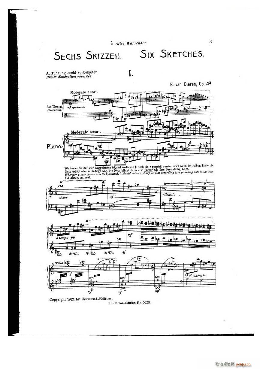 van Dieren 6 skizzen 6 skizzen(十字及以上)1