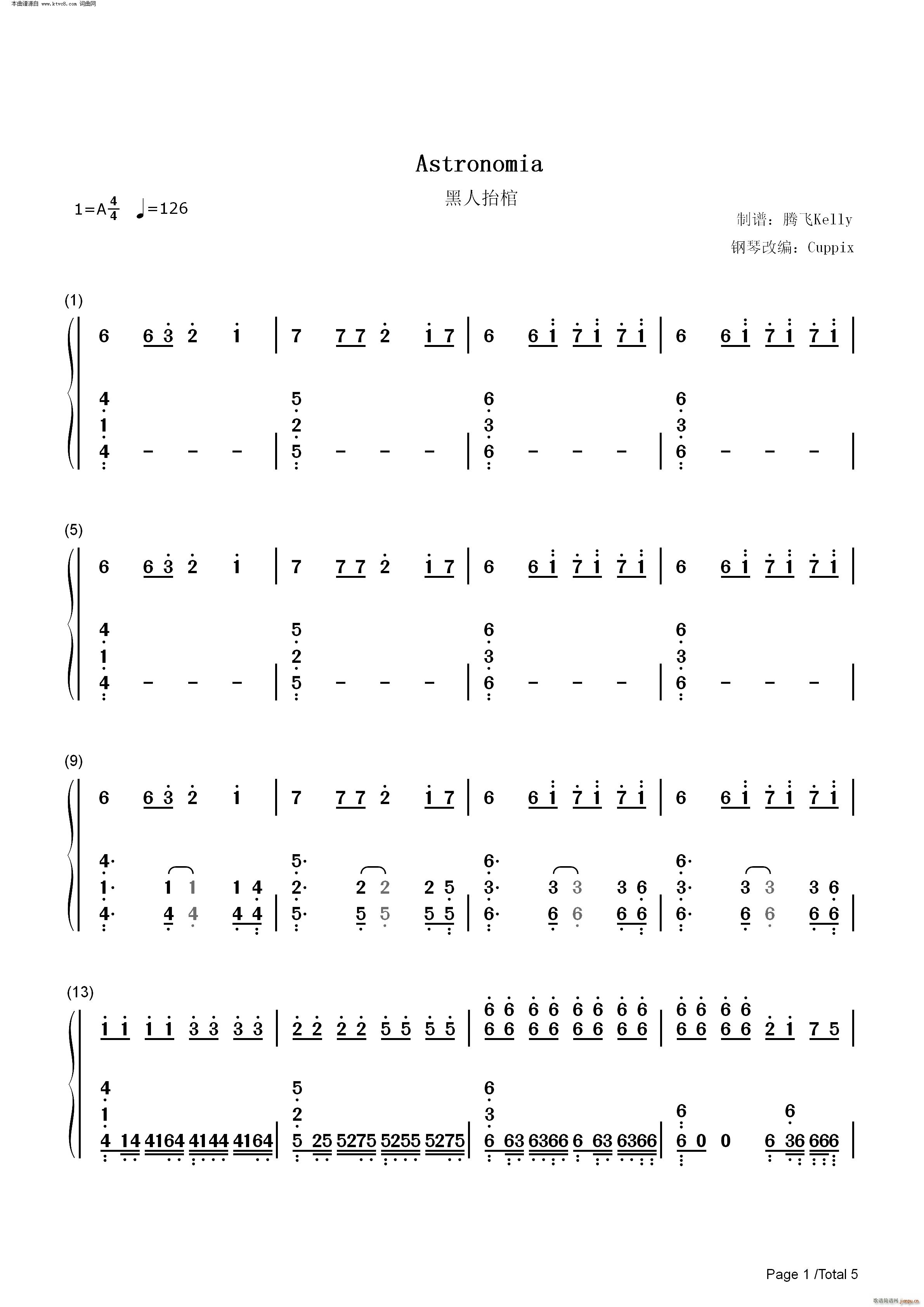 Astronomia 黑人抬棺 电音神曲(钢琴谱)8