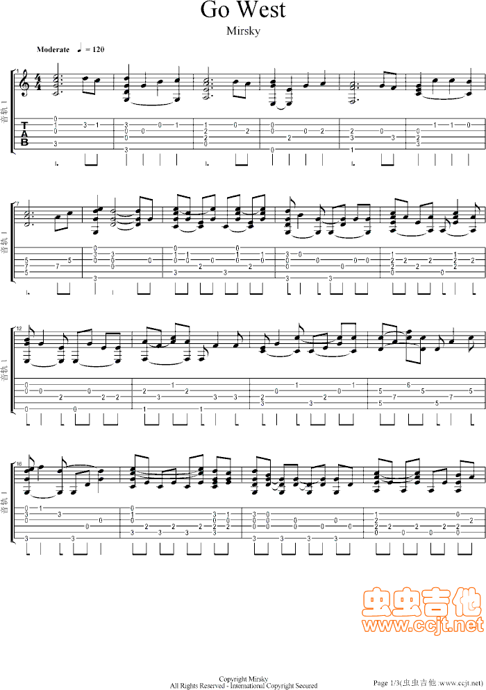 Go west(七字歌谱)1