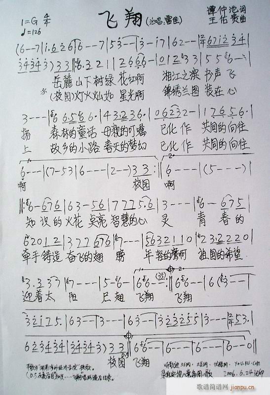 飞翔王佑贵作曲(七字歌谱)1