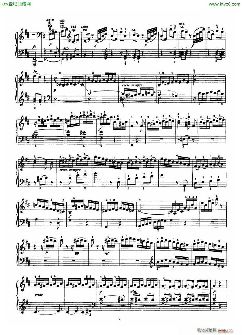 Haydn Piano Sonata No 33 In D(钢琴谱)3