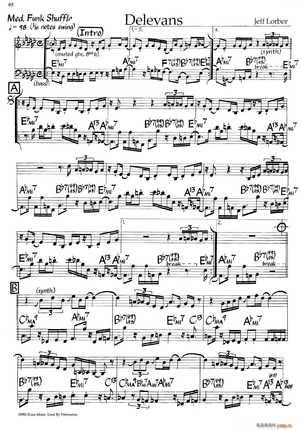 Delevans 爵士钢琴曲(钢琴谱)1