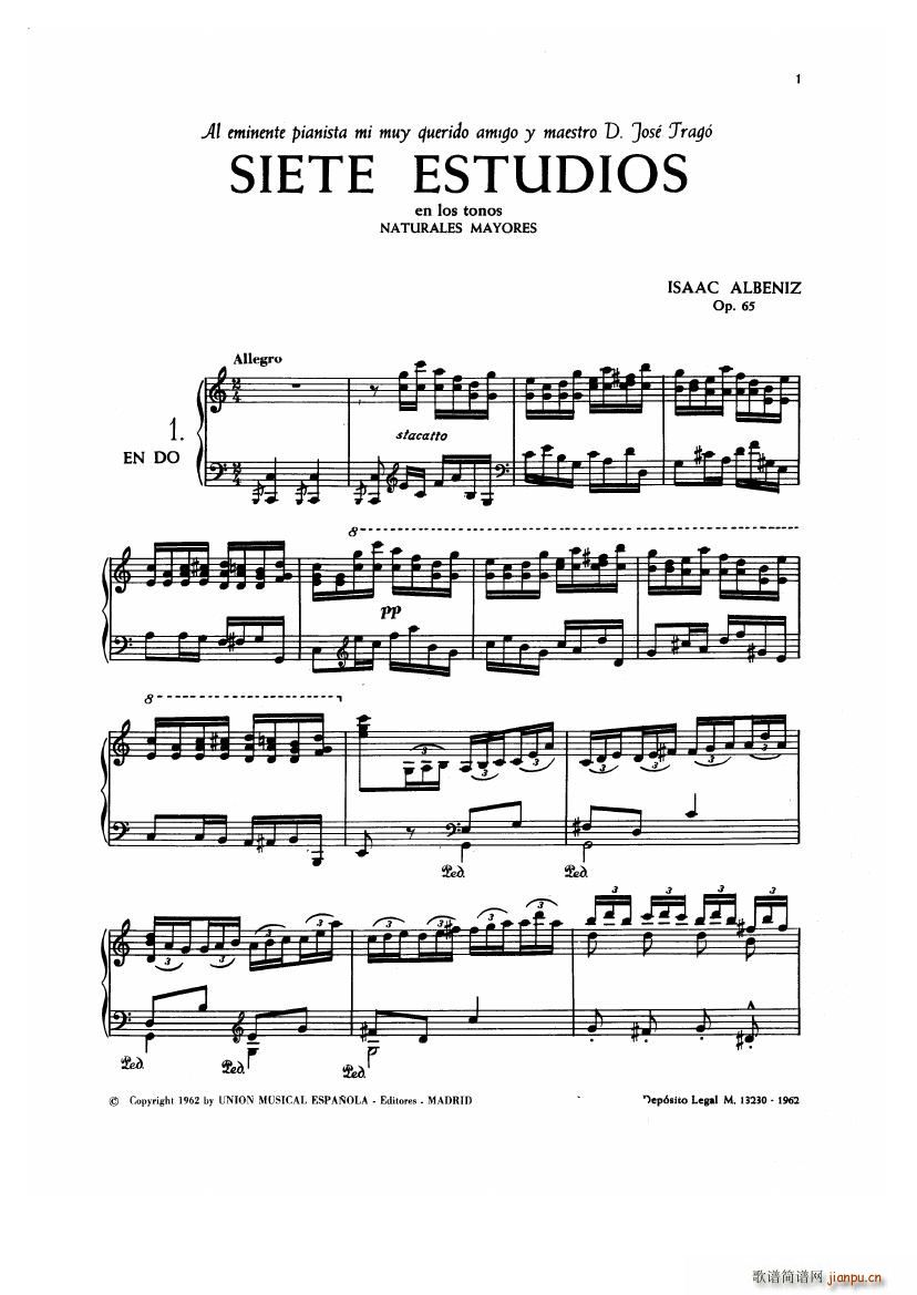 Albeniz op 65 Etudes no 1 7(钢琴谱)1