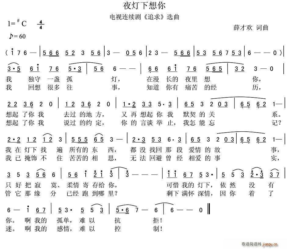 夜灯下想你 电视连续剧 追求 选曲(十字及以上)1