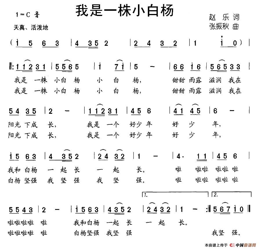 我是一株小白杨(七字歌谱)1