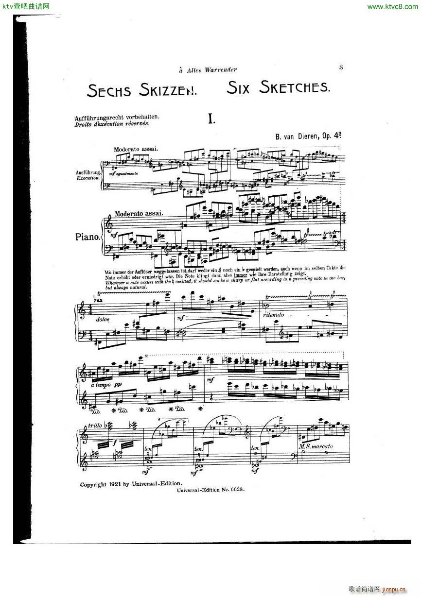 van Dieren 6 skizzen(钢琴谱)1