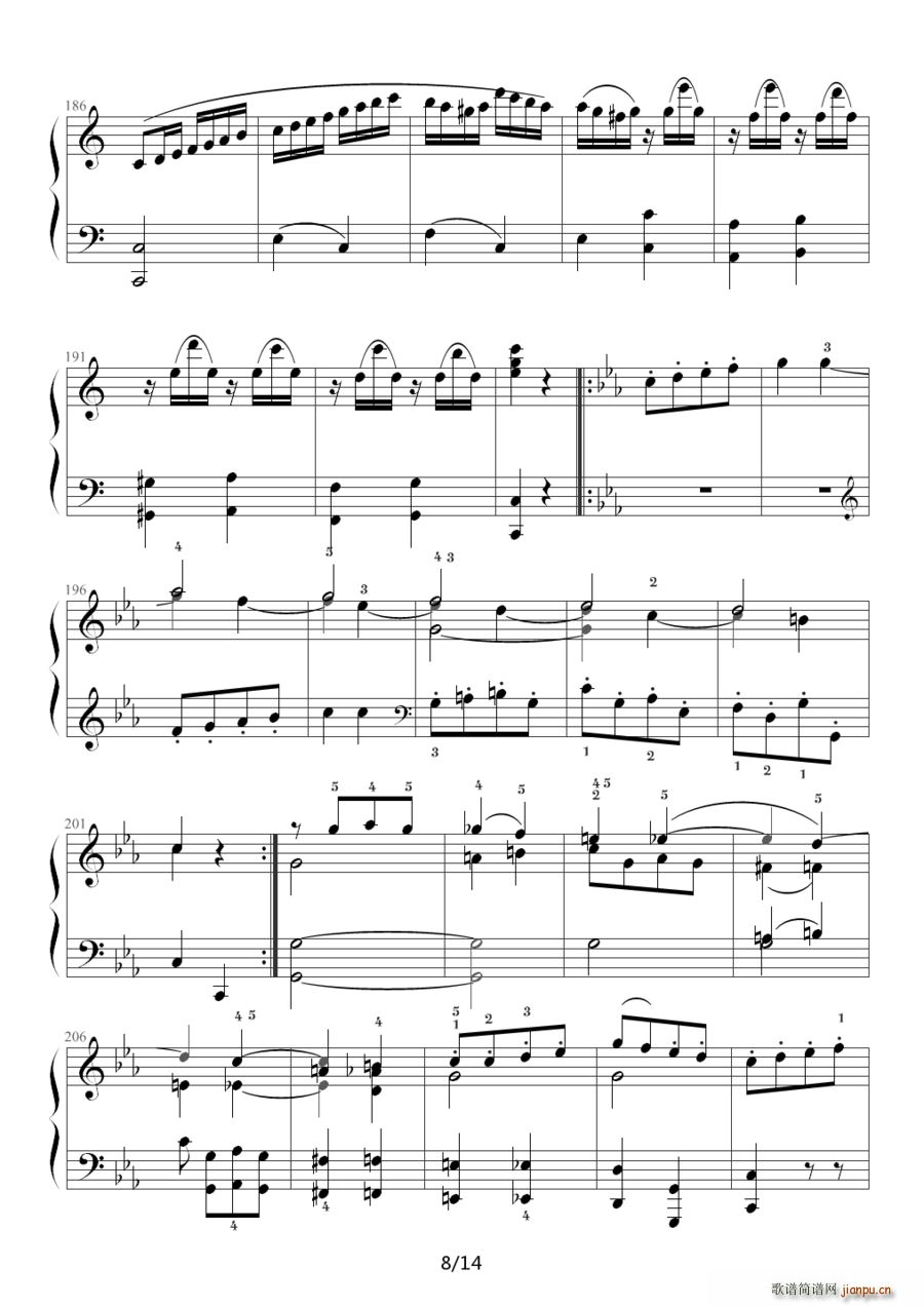 小星星变奏曲 K 265 带指法 Mozart 莫扎特(十字及以上)8