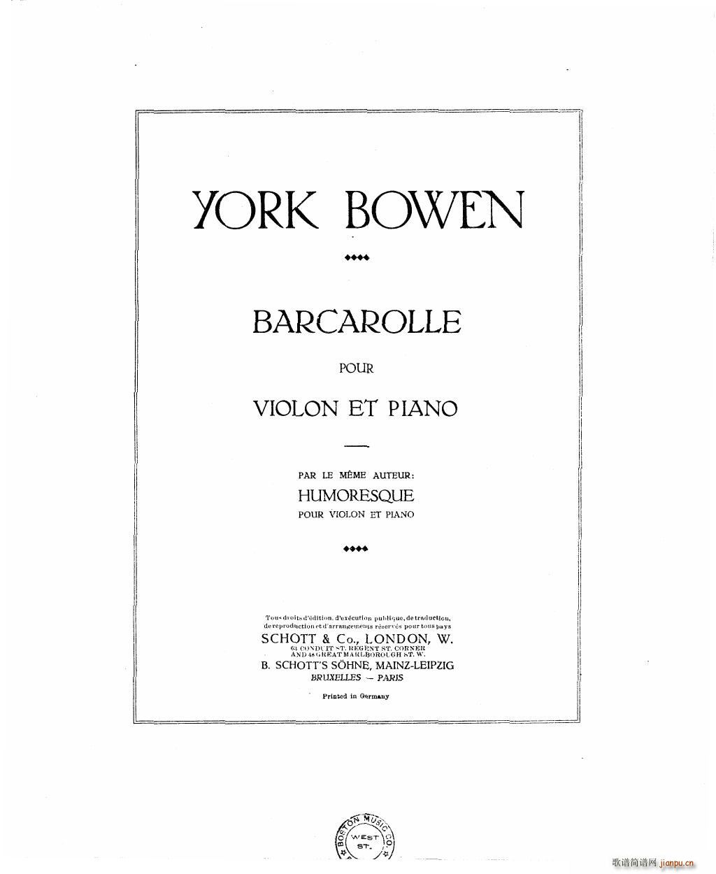 Bowen Barcarolle for violin and piano(钢琴谱)3