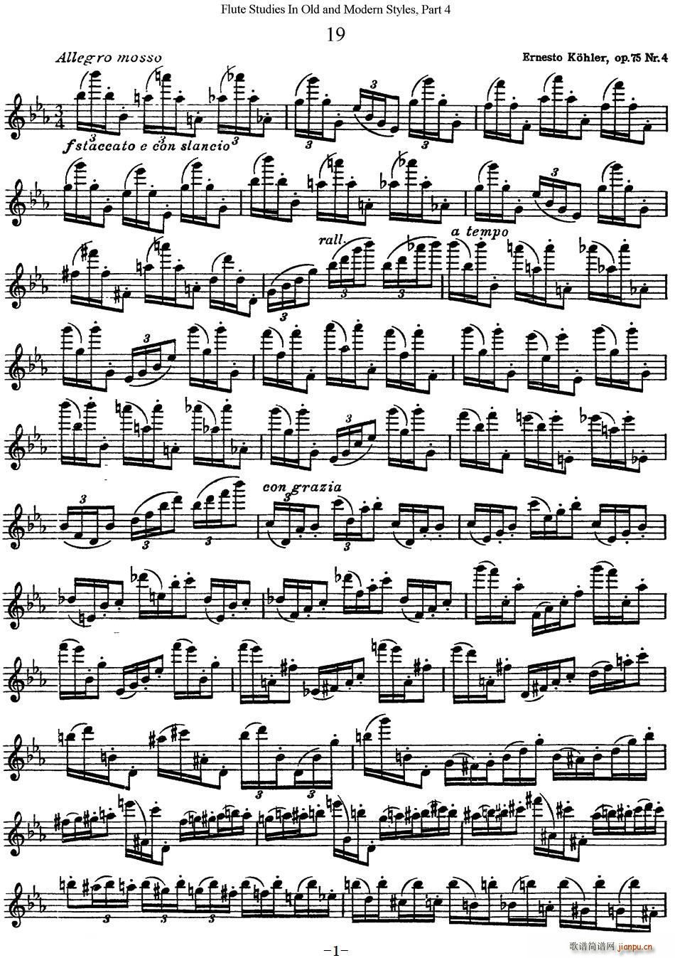 斯勒新老风格长笛练习重奏曲 第四部分 NO 19(笛箫谱)1