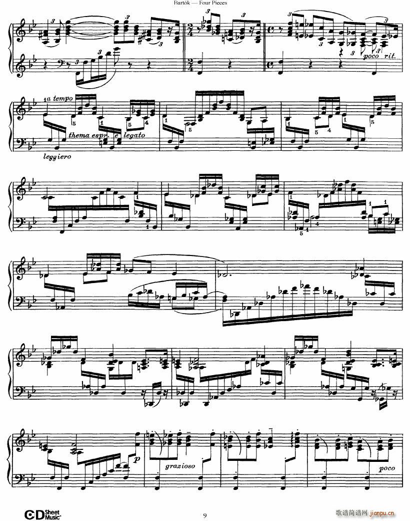 Bartok DD 71 Four Piano Pieces(钢琴谱)9