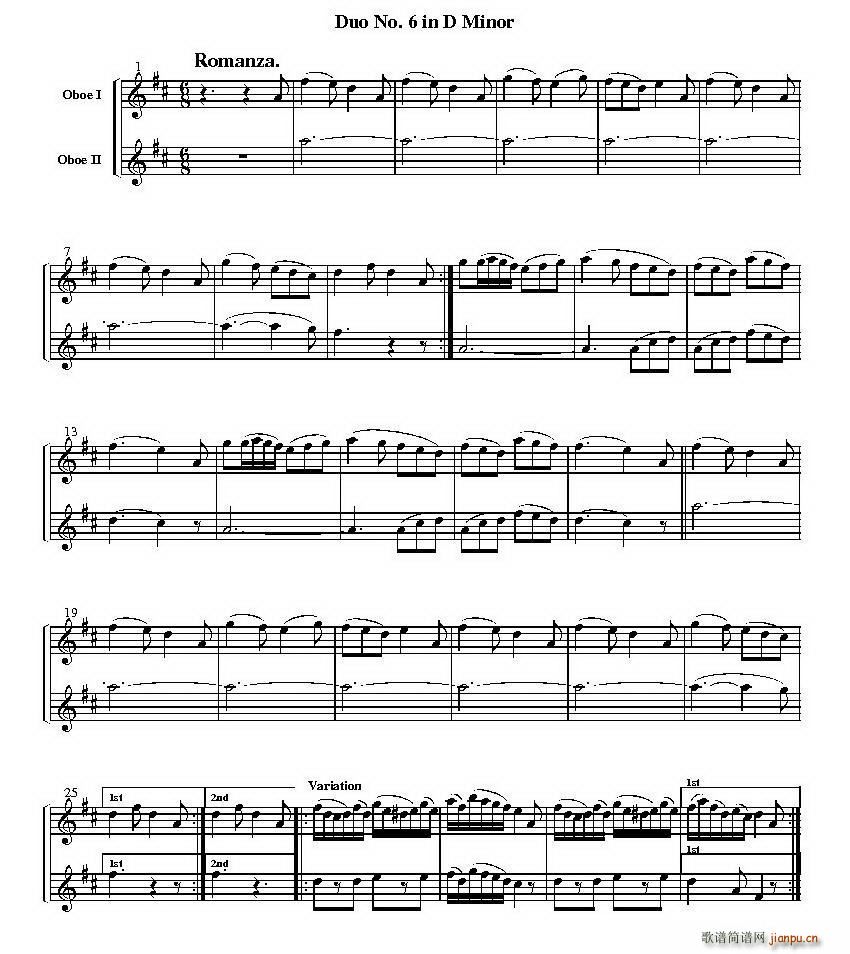 Duo No 6 in d Minor 双簧管二重奏(总谱)1