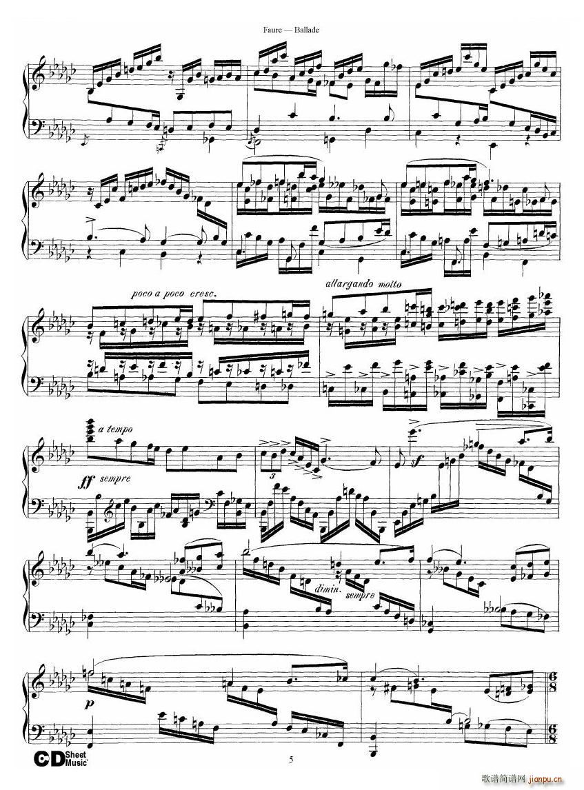 Faure Ballade Op 19 Ballade Op 19(十字及以上)5