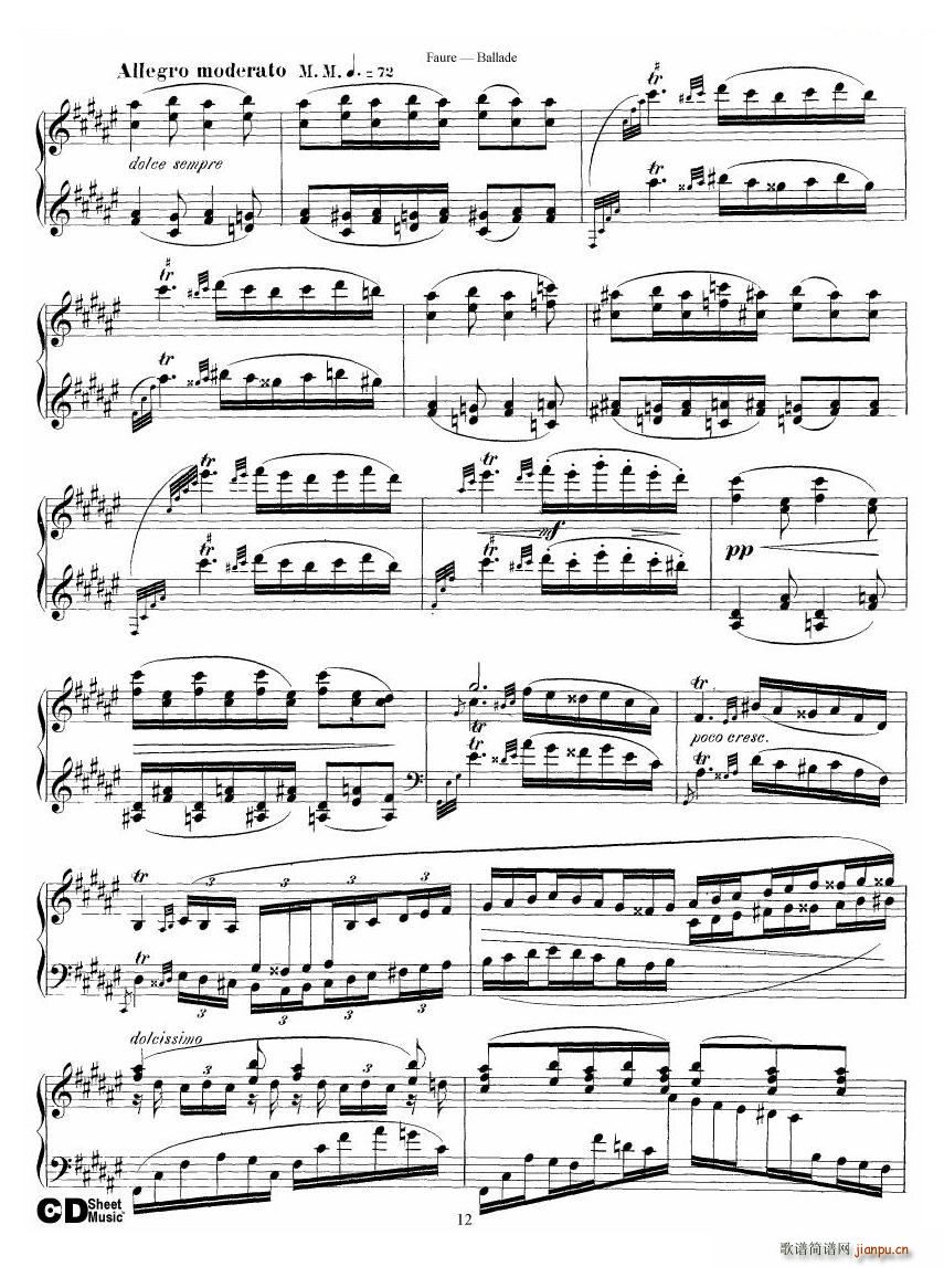 Faure Ballade Op 19 Ballade Op 19(十字及以上)12