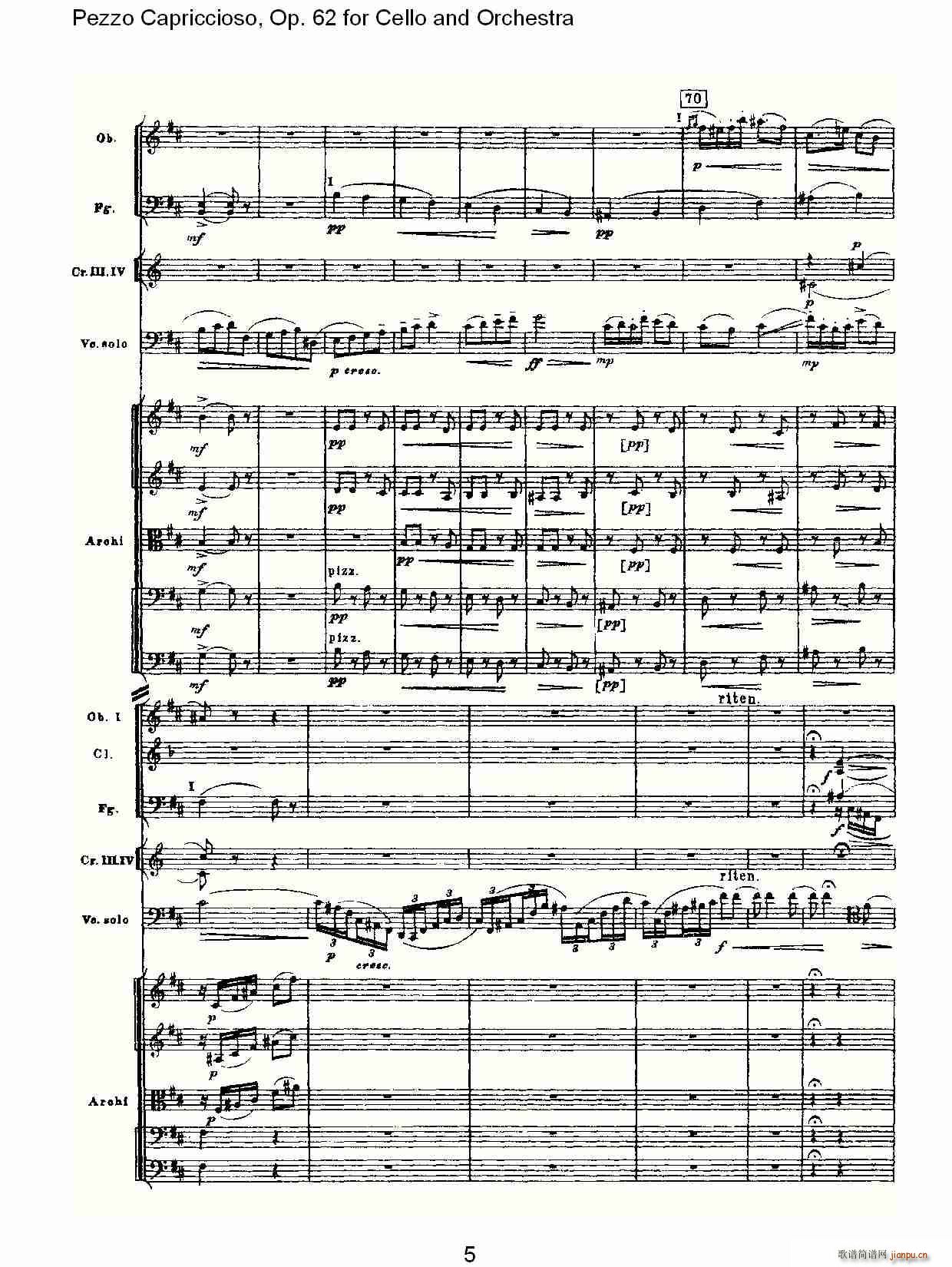 Pezzo Capriccioso, Op.62(大提琴谱)5