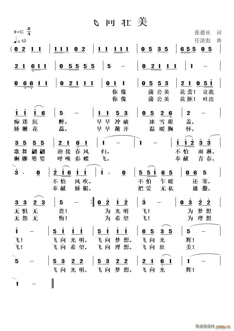 飞向壮美(四字歌谱)1