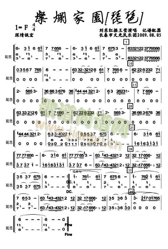 灿烂家园琵琶分谱(总谱)1