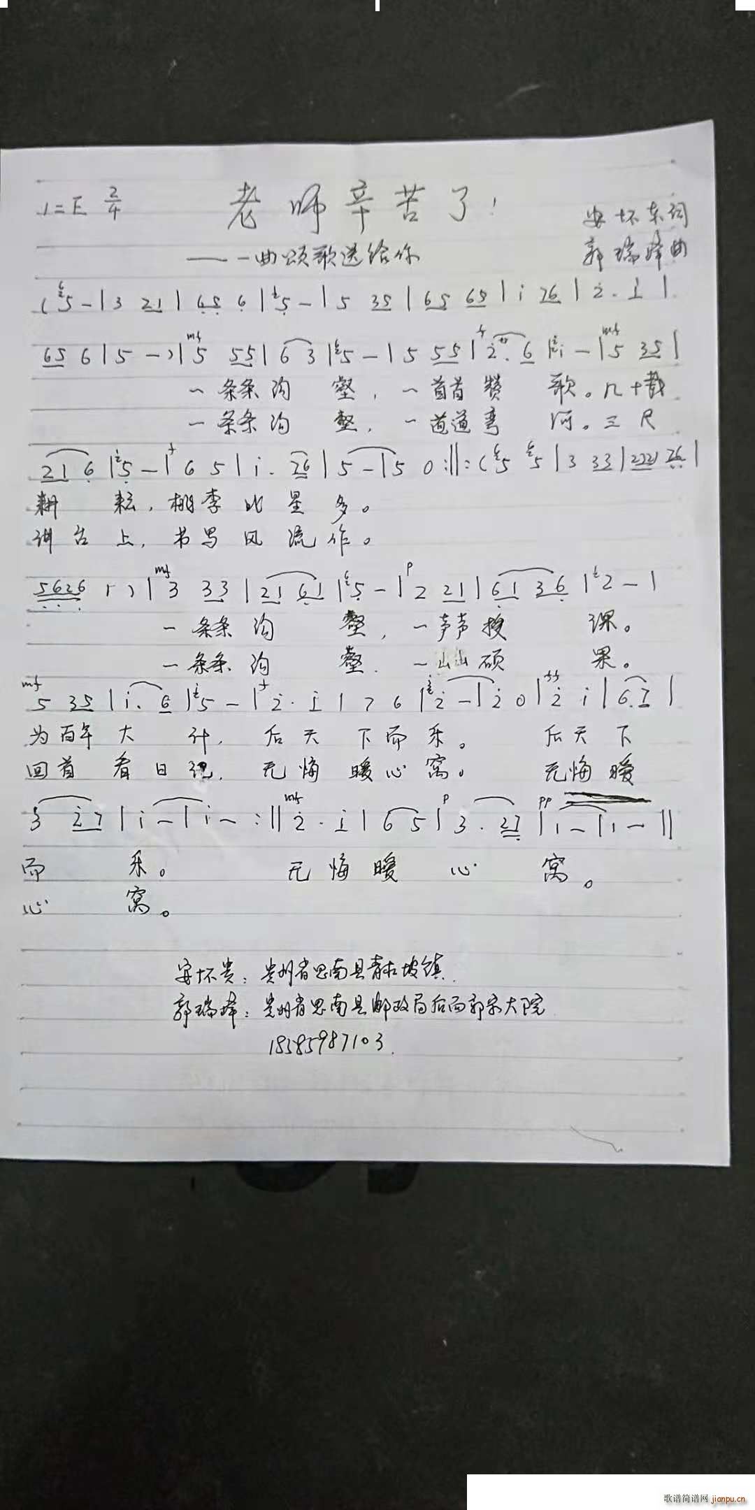 老师辛苦了安怀东作词(十字及以上)1