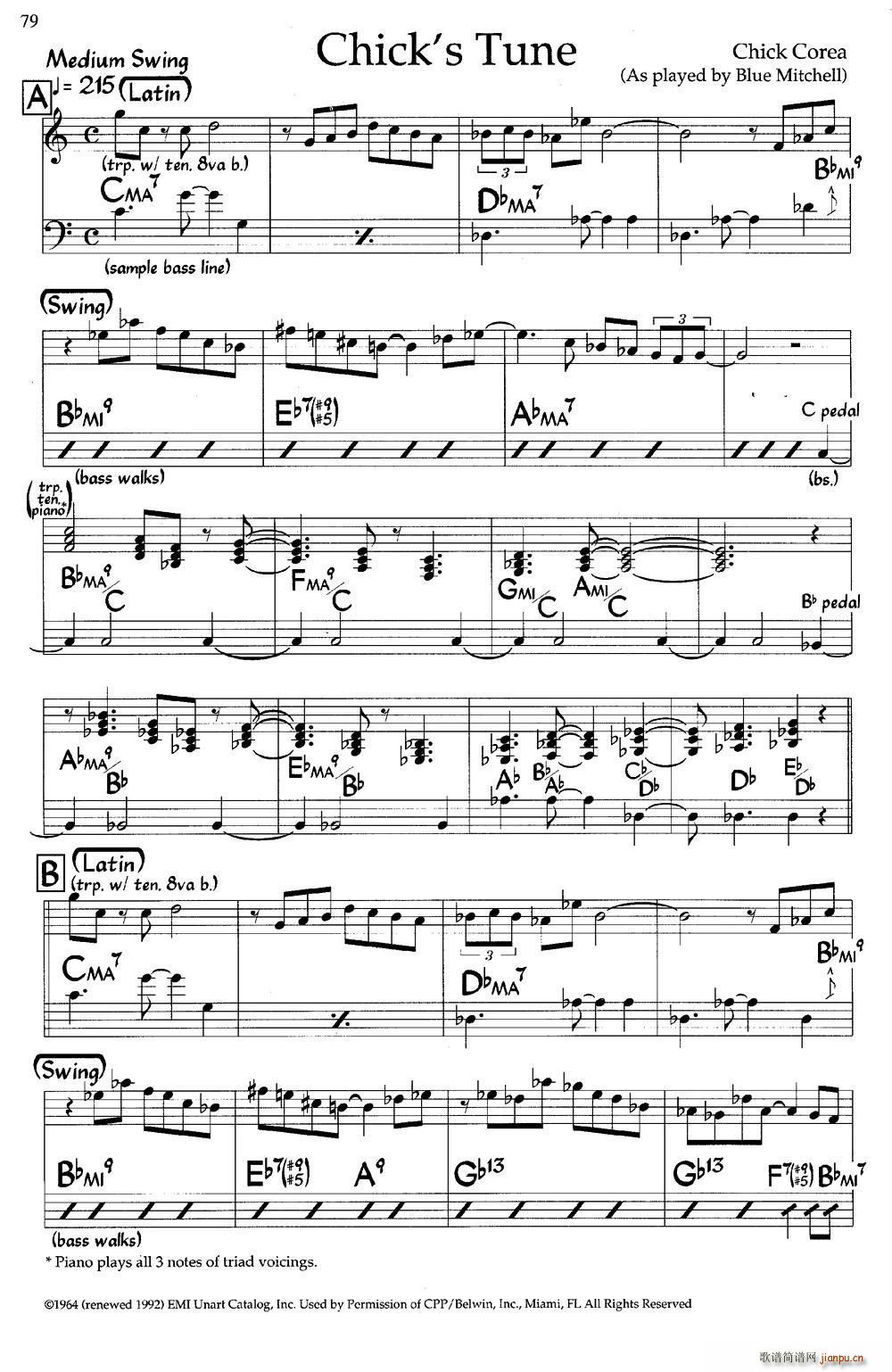 Chick s Tune 爵士钢琴曲(钢琴谱)1