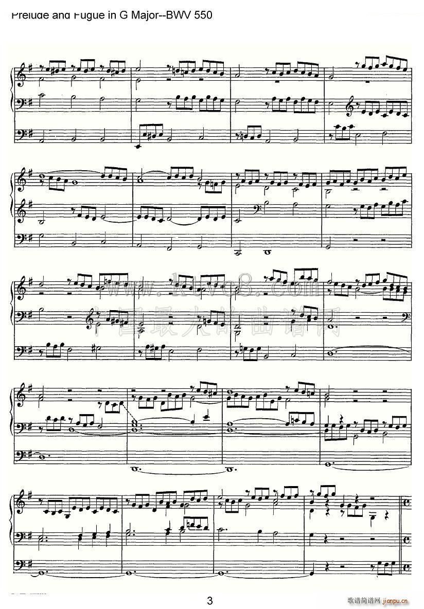 Prelude and Fugue in G Major BWV 550 管风琴谱(十字及以上)3