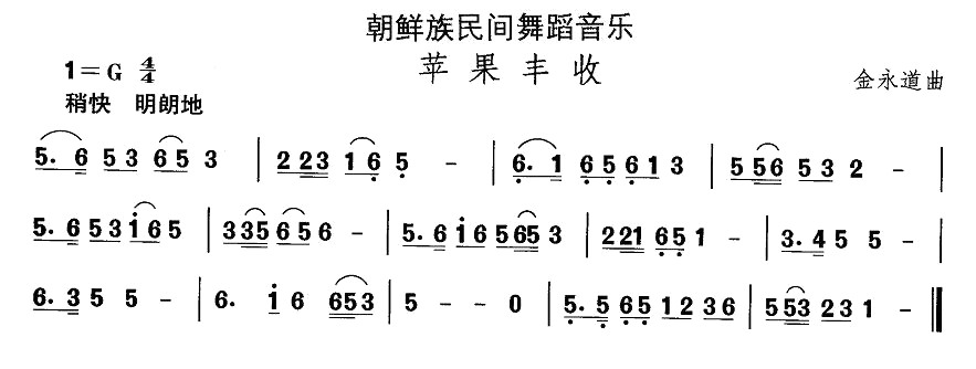 中国民族民间舞曲选朝鲜族舞蹈：苹果丰收(十字及以上)1