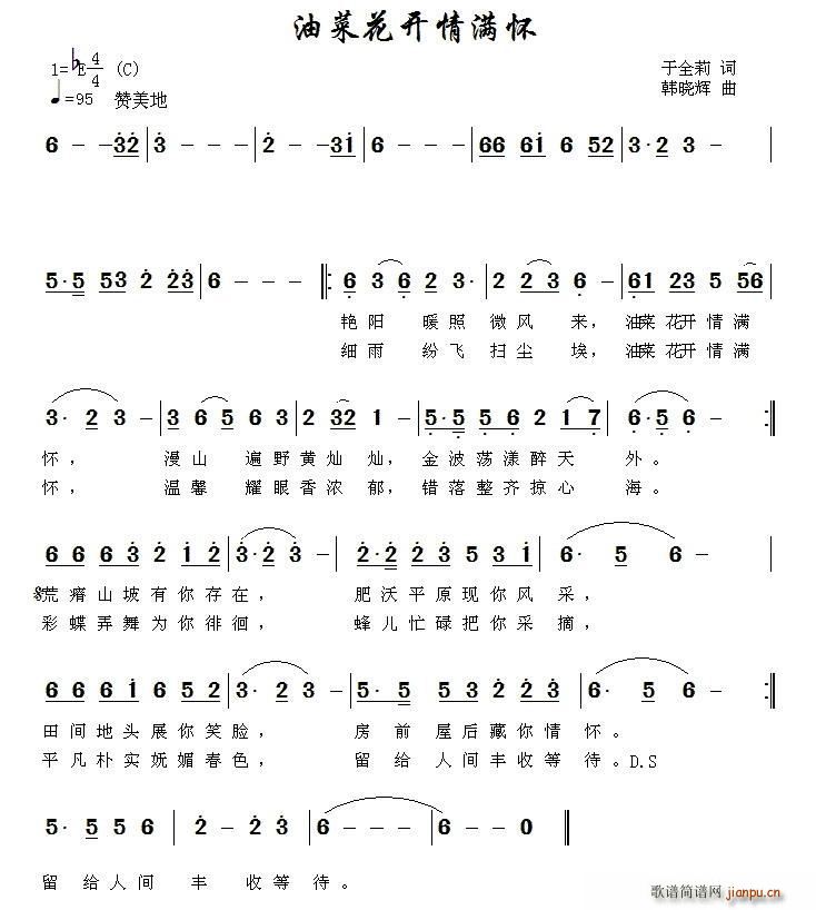 油菜花开满情怀(七字歌谱)1