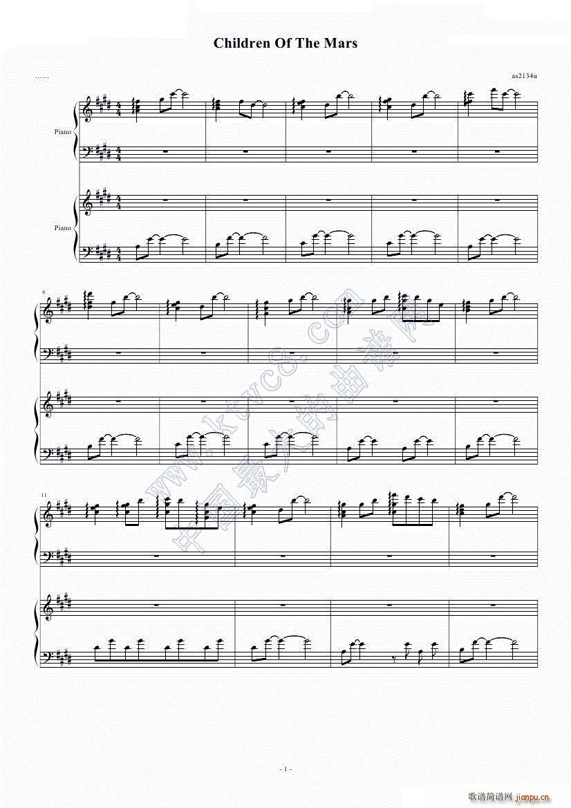Children of tme Mars(钢琴谱)1
