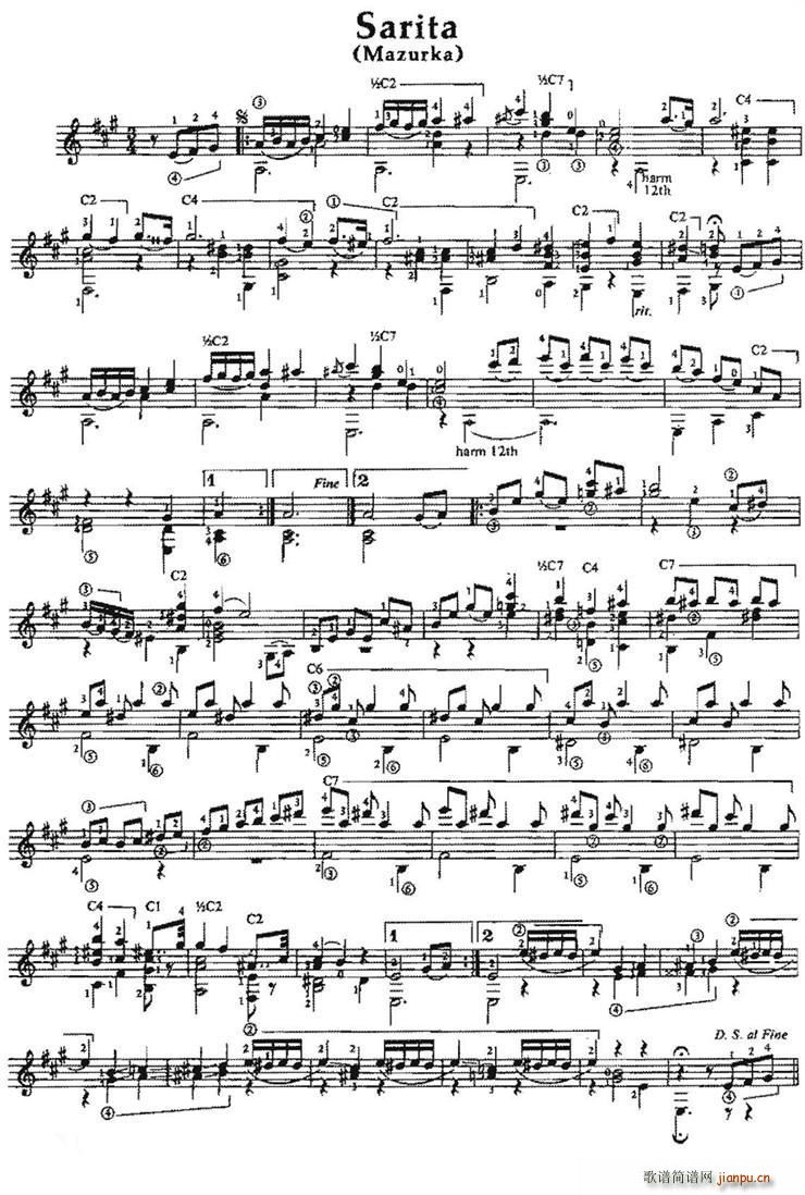 Sarita 古典吉他(吉他谱)1