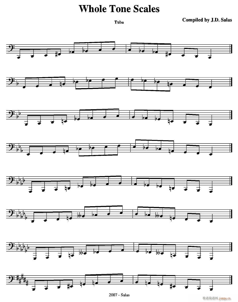 Whole Tone Scales Tuba 大号练习教材选曲(十字及以上)1