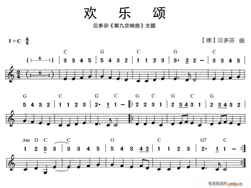 欢乐颂 贝多芬 第九交响曲 主题(口琴谱)1