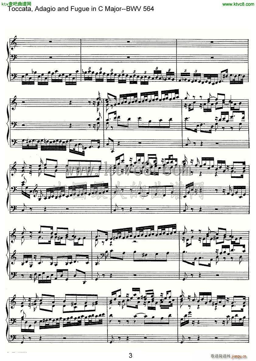 Toccata Adagio and Fugue in C Major BWV 564 管风琴谱(十字及以上)3