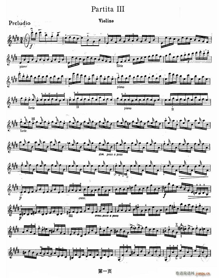 巴赫小提琴变奏曲(小提琴谱)1