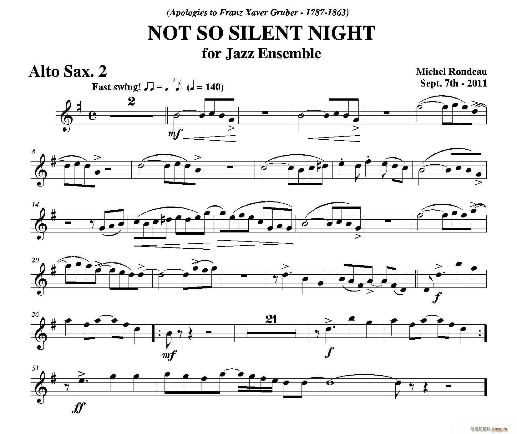 NOT SO SILENT NIGHT 第二中音萨克斯(十字及以上)1