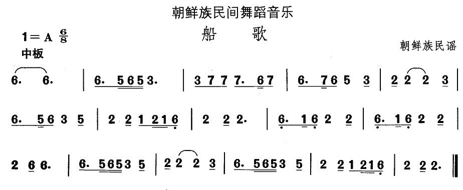 中国民族民间舞曲选朝鲜族舞蹈：船歌(十字及以上)1