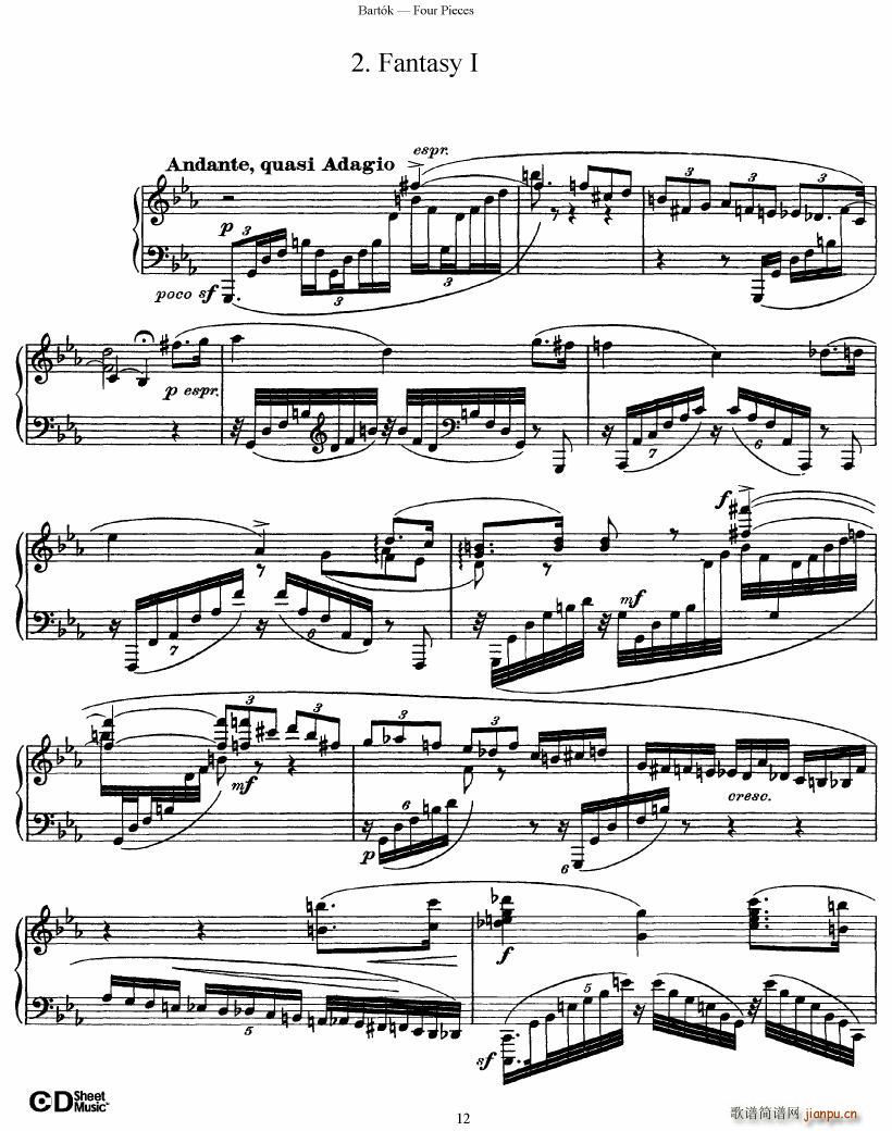 Bartok DD 71 Four Piano Pieces(钢琴谱)12