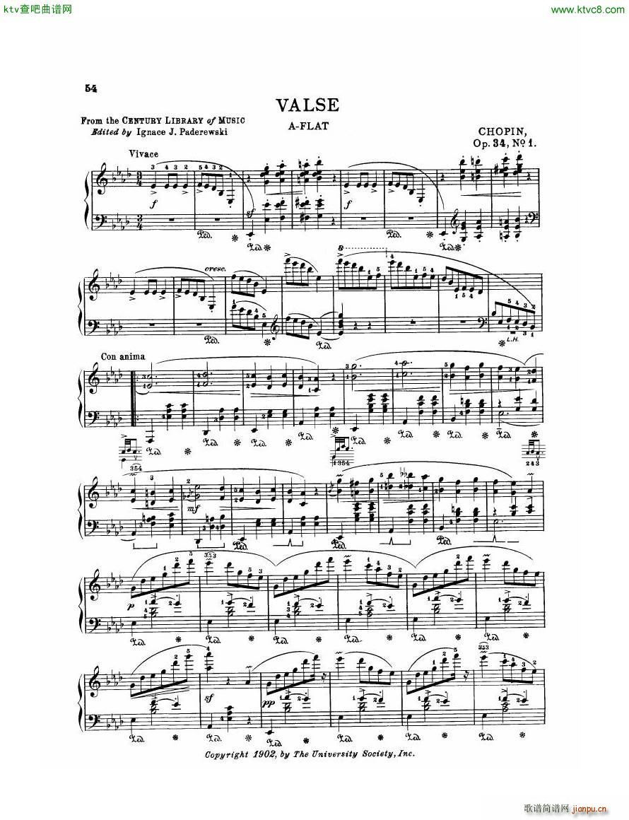 Chopin Op 34 No 1 Waltz in Ab major(钢琴谱)1