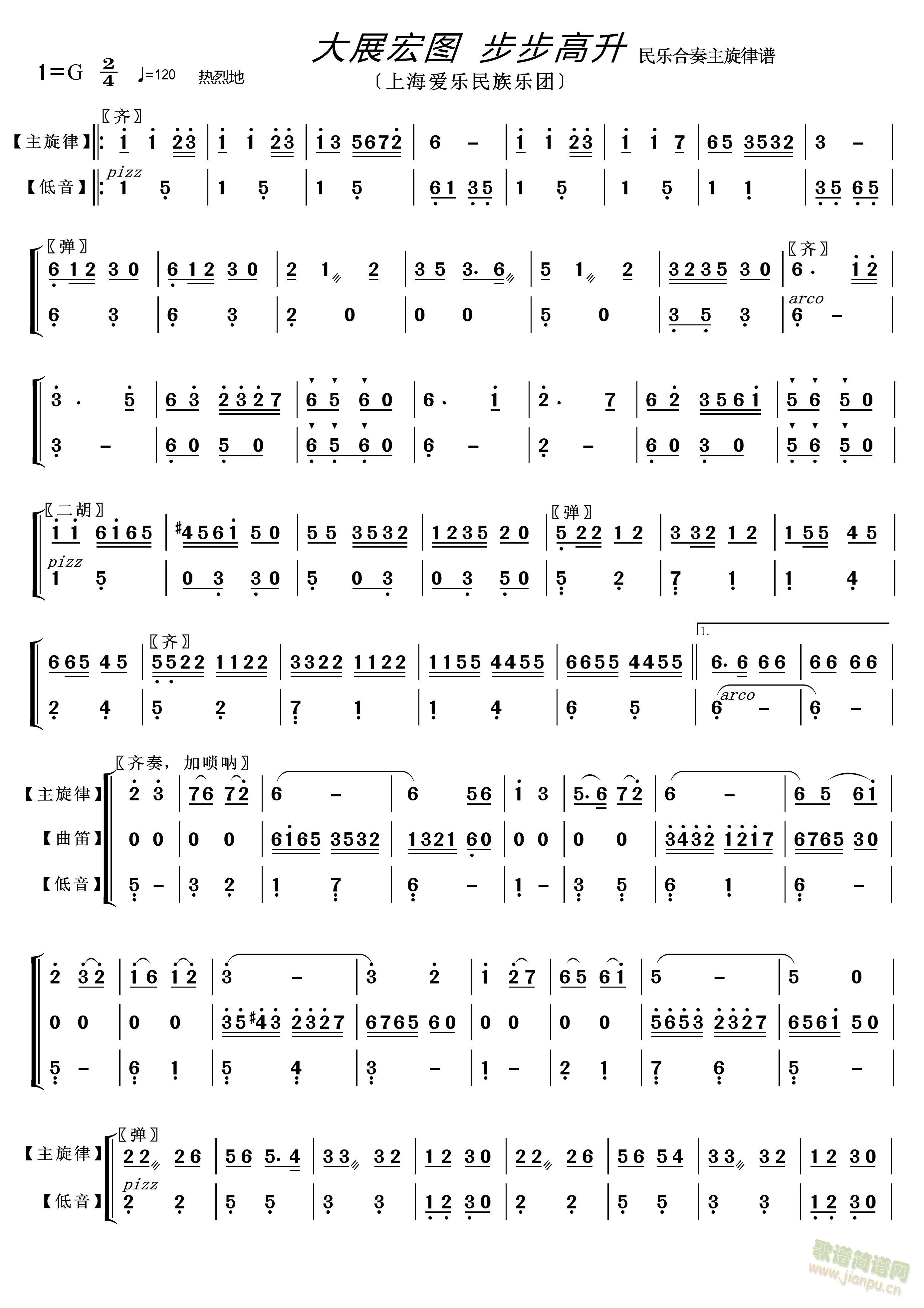 大展鸿图 步步高升〔民乐合奏主旋律谱〕(总谱)1