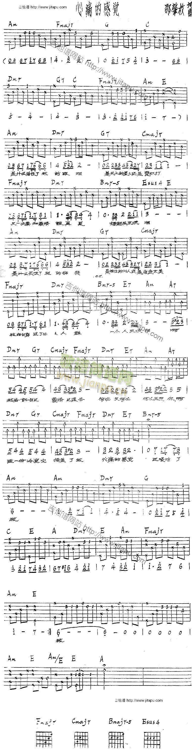 心痛的感觉(吉他谱)1