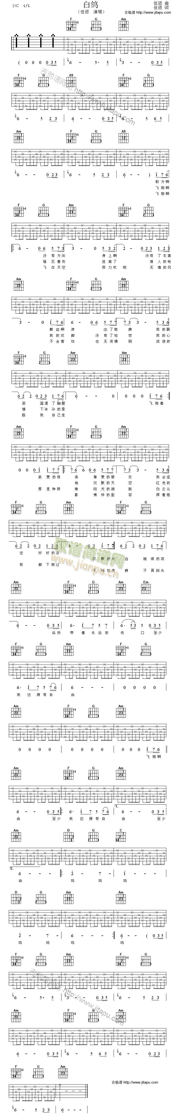 白鸽(吉他谱)1