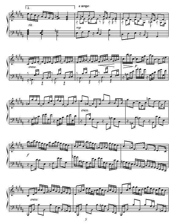 B大调练习曲(钢琴谱)5